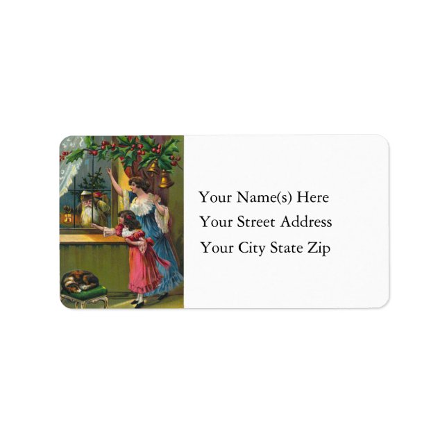 Santa At The Window Vintage Address Label (Front)
