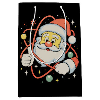 Santa Atom Christmas Science Xmas Holiday Medium Gift Bag