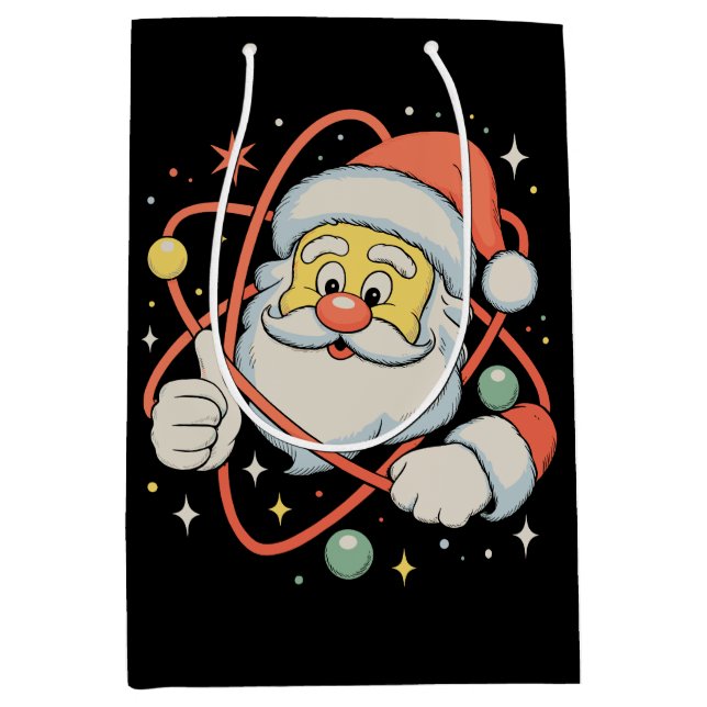 Santa Atom Christmas Science Xmas Holiday Medium Gift Bag (Front)