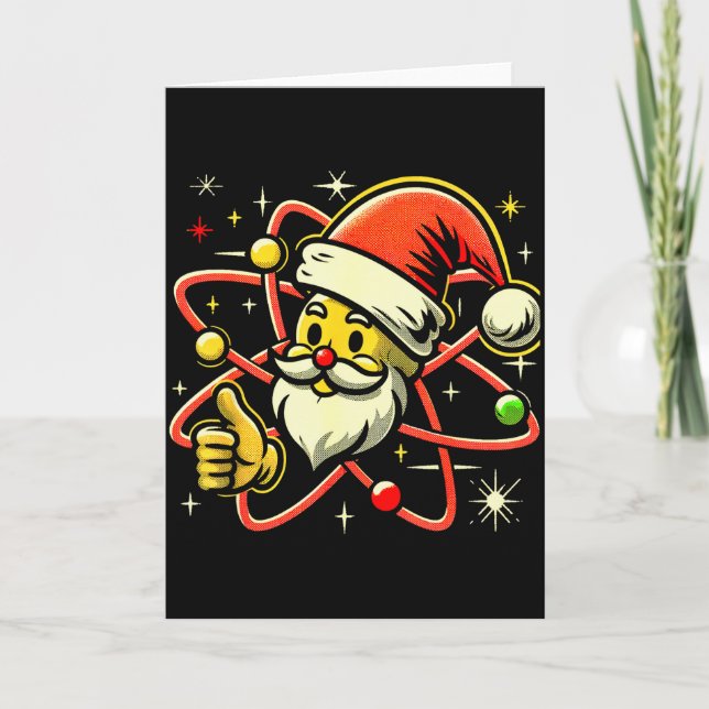 Santa Atom Christmas Thumbs Up Radiation Nuclear F Card (Front)