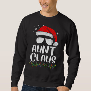 Santa Aunt Claus Face Sunglasses With Hat Christma Sweatshirt