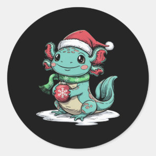 Santa Axolotl Animal Lover Winter Vibe Christmas P Classic Round Sticker