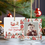 Santa Baby 1st Christmas Photo Ornament<br><div class="desc">Celebrate your baby's first Christmas with this adorable Santa ornament! Perfect for first-time parents, this keepsake captures the magic of the season and will be a cherished memory for years to come. Customize it with your little one's name and make their very first holiday extra special. Hang it proudly on...</div>