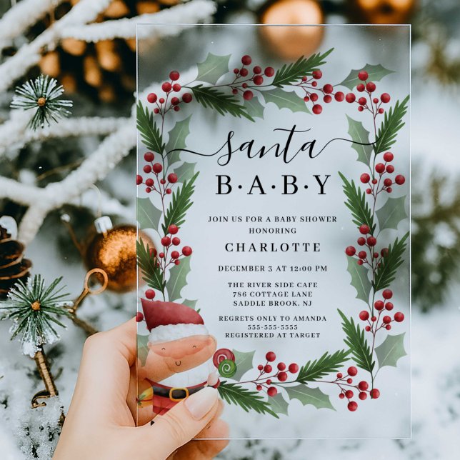Santa Baby Acrylic Baby Shower Invitation (Creator Uploaded)