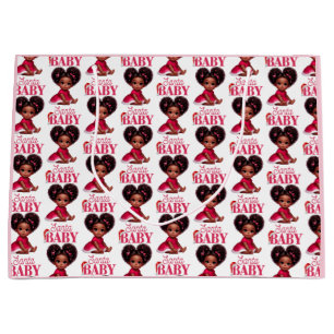 Santa Baby Afro Puff Infant Girl Christmas Large Gift Bag