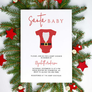 Santa Baby Baby Shower Christmas Modern Simple Invitation