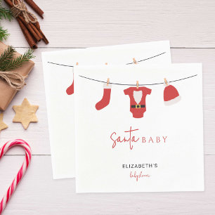 Santa Baby Baby Shower Clothesline Christmas Napkin