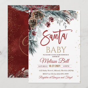 Santa Baby Baby Shower Invitation, Winter Santa Invitation