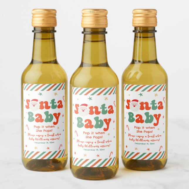 Santa Baby Baby Shower  Wine Label (Bottles)
