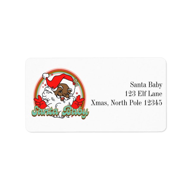 Santa Baby Black Santa Clause Melanin Christmas  Label (Front)