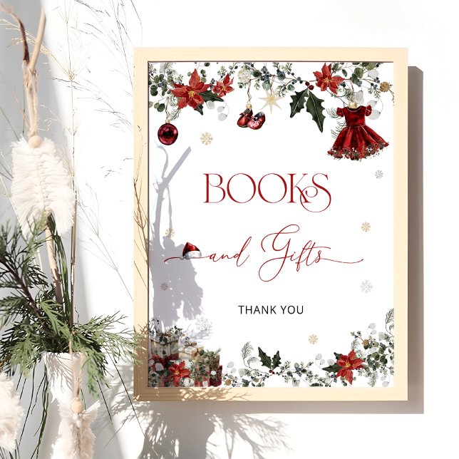 Santa Baby Books and Gifts Girl Baby Shower Poster (Creator Uploaded)