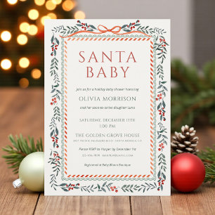 Santa Baby Bow Christmas Invitation de Baby Shower