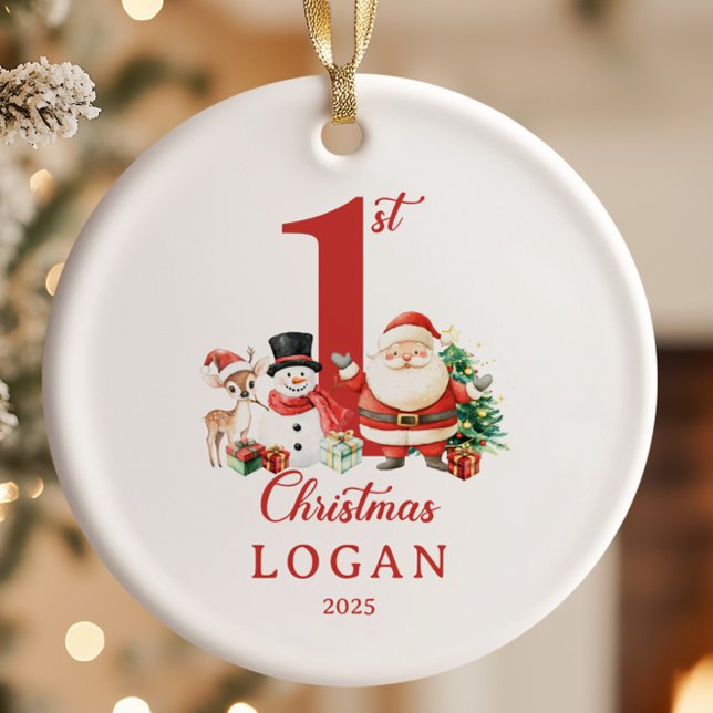 Santa Baby Boy First Christmas Ceramic Ornament (Creator Uploaded)