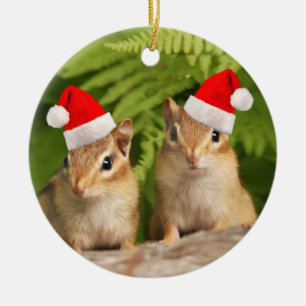 Santa Baby Chipmunks Ceramic Ornament