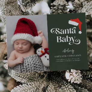 Santa Baby Christmas Baby Photo Birth  Announcement