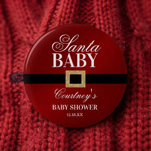 Santa Baby Christmas Baby Shower 2 Inch Round Button
