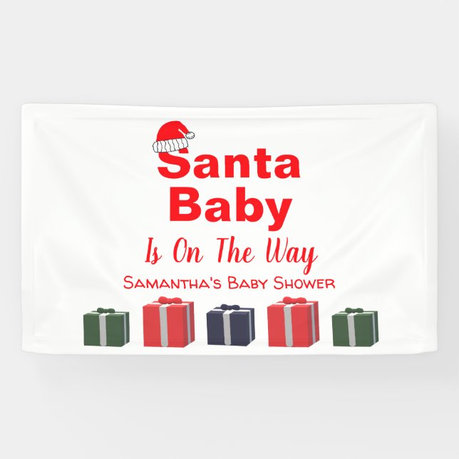 Santa Baby Christmas Baby Shower Banner (Horizontal)
