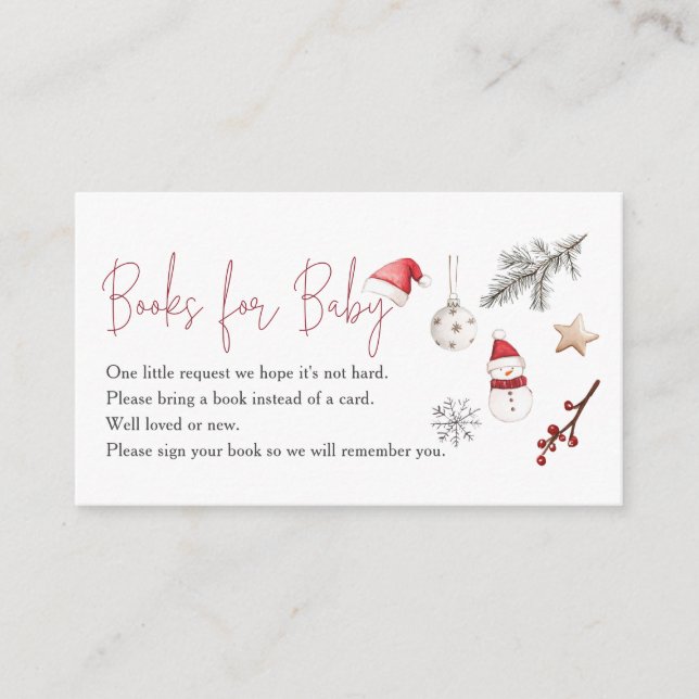 Santa Baby Christmas Baby Shower Books For Baby Enclosure Card (Front)