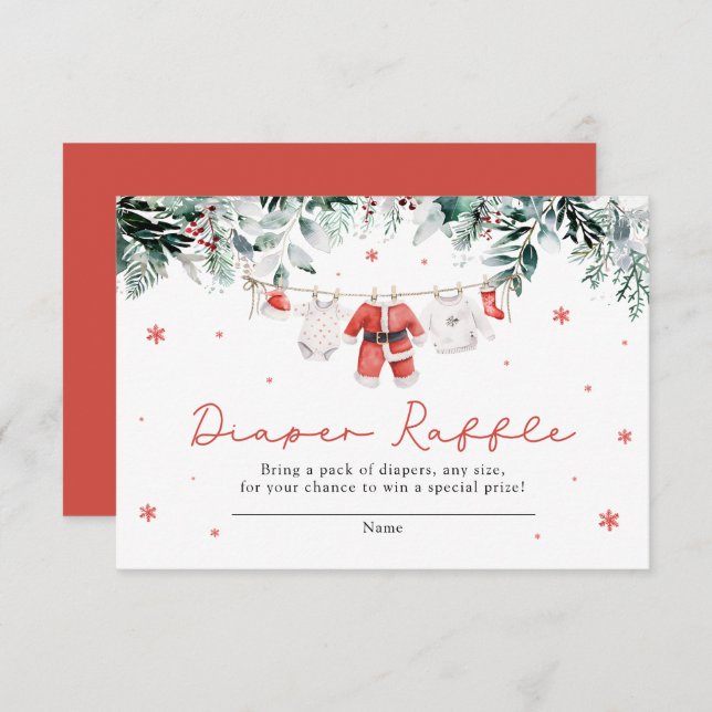 Santa Baby Christmas Baby Shower Diaper Raffle Enclosure Card (Front/Back)