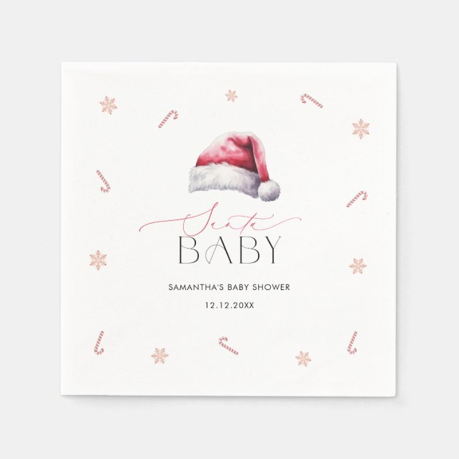 Santa Baby Christmas Baby Shower Dinner Napkin (Front)