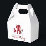 Santa Baby Christmas Baby Shower Favor Box<br><div class="desc">Santa Baby Christmas themed baby shower with baby clothes and black buffalo plaid.</div>