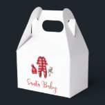 Santa Baby Christmas Baby Shower Favor Box<br><div class="desc">Santa Baby Christmas themed baby shower with baby clothes and black buffalo plaid.</div>