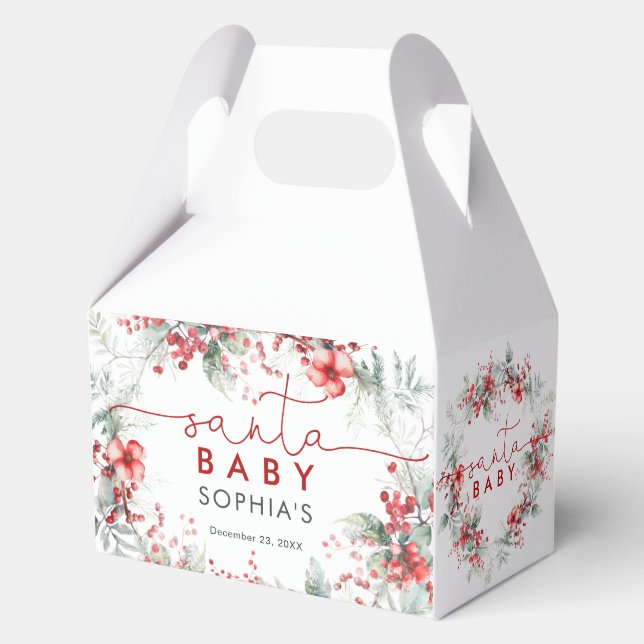 Santa Baby Christmas Baby Shower Favor Box (Front)
