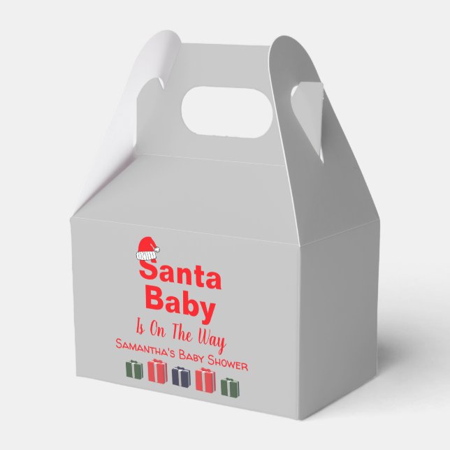 Santa Baby Christmas Baby Shower Favor Box (Front Side)
