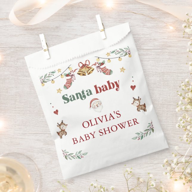 Santa Baby Christmas Baby Shower Favour Bag (Clipped)