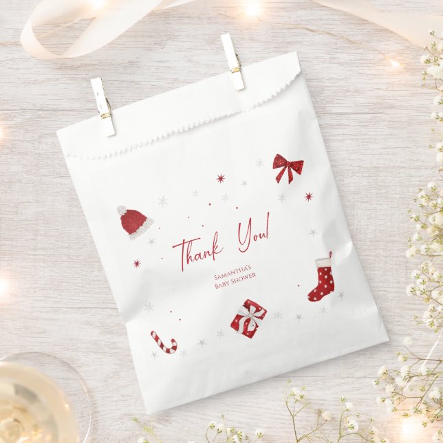 Santa Baby Christmas Baby Shower Favour Bag (Clipped)