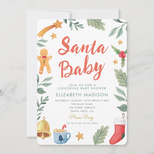 Santa Baby Christmas Baby Shower Invitation (Front)