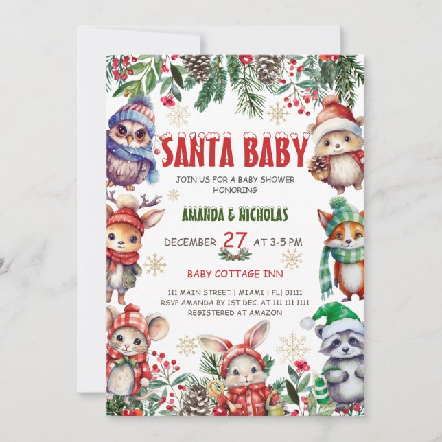 Santa Baby Christmas Baby Shower  Invitation (Front)