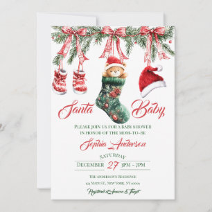 Santa Baby Christmas Baby Shower Invitation