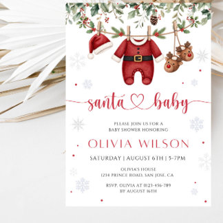Santa Baby Christmas Baby Shower Invitation
