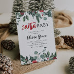 Santa Baby Christmas Baby Shower Invitation 2<br><div class="desc">Santa Baby Christmas themed baby shower with christmas greenery and black buffalo plaid.</div>