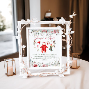 Santa Baby Christmas Baby Shower Pacifier Hunt Poster