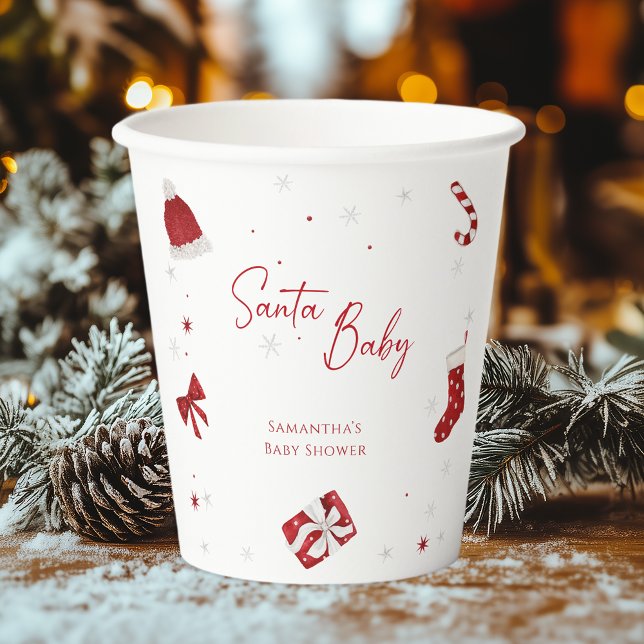 Santa Baby Christmas Baby Shower Paper Cups (Creator Uploaded)