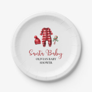 Santa Baby Christmas Baby Shower Paper Plate