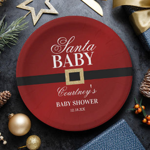 Santa Baby   Christmas Baby Shower Paper Plate