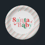 Santa Baby christmas baby shower Paper Plate<br><div class="desc">retro font Santa Baby  christmas themed baby shower paper party plates.</div>