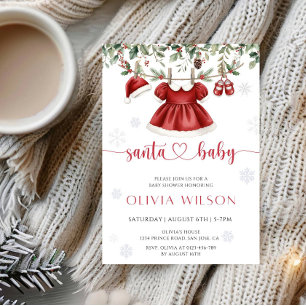 Santa Baby Christmas Baby Shower Party Invitation