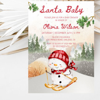 Santa Baby Christmas Baby Shower Party Invitation