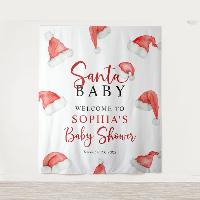 Santa Baby Christmas  Baby Shower Tapestry (Front)