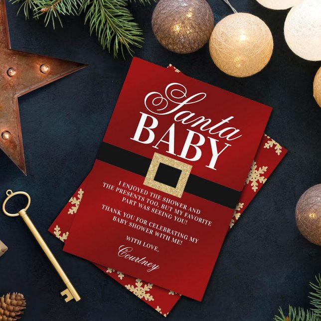 Santa Baby | Christmas Baby Shower Thank You Card (Creator Uploaded)
