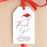 Santa Baby Christmas Baby Shower Thank You Gift Tags<br><div class="desc">Cute gift tags for your Christmas holiday season baby shower party favours with "Santa Baby" and "Thank You" in an elegant script with a heart swash and a watercolor illustration of a red Santa Claus hat. Personalize with the mother's name and shower date in simple modern typography.</div>