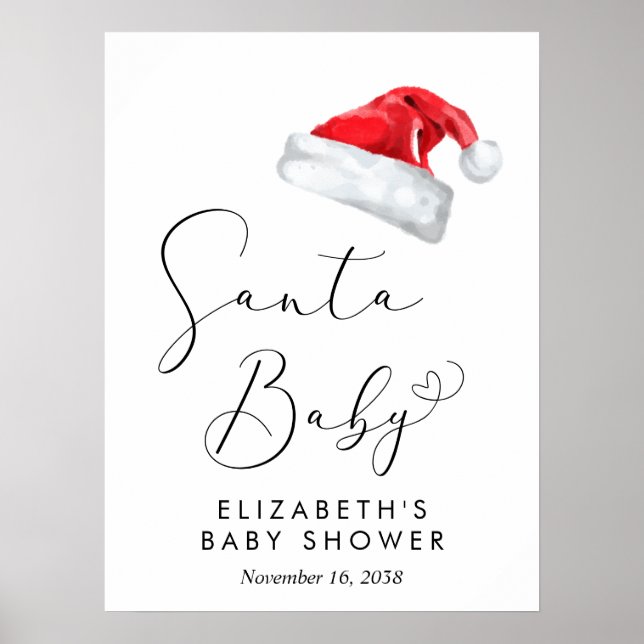 Santa Baby Christmas Baby Shower Welcome Poster (Front)