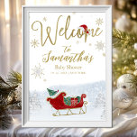 Santa Baby Christmas Baby Shower Welcome Sign<br><div class="desc">Adorable calligraphy with snowflakes,  winter-themed baby shower invitations. Easy to personalised with your details. Check the collection to find matching items as enclosure cards.</div>