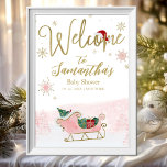 Santa Baby Christmas Baby Shower Welcome Sign<br><div class="desc">Adorable calligraphy with snowflakes,  winter-themed baby shower invitations. Easy to personalized with your details. Check the collection to find matching items as enclosure cards.</div>