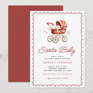 Santa Baby Christmas Bow Carrier Baby Shower Invitation