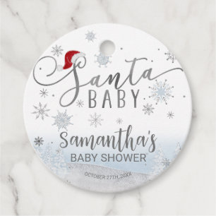 Santa Baby Christmas Boy Baby Shower Favour Tags